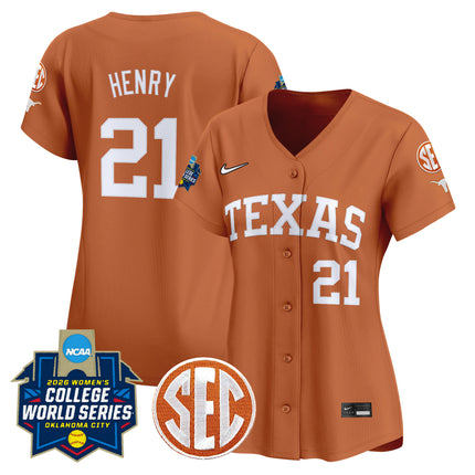 Women's Texas Longhorns Softball 2026 World Series (WCWS) Vapor Premier Limited Jersey - All Stitched