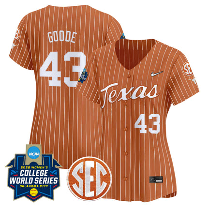 Women's Texas Longhorns Softball 2026 World Series (WCWS) Vapor Premier Limited Jersey - All Stitched