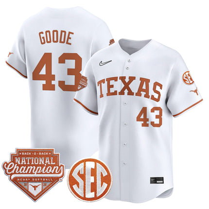 Men's Size - Texas Longhorns 2026 Back-To-Back World Series (WCWS) Champions Vapor Premier Limited Jersey - All Stitched