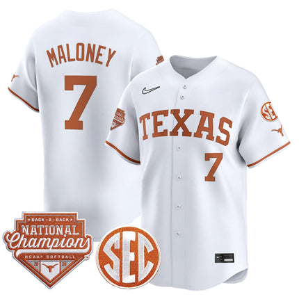 Men's Size - Texas Longhorns 2026 Back-To-Back World Series (WCWS) Champions Vapor Premier Limited Jersey - All Stitched