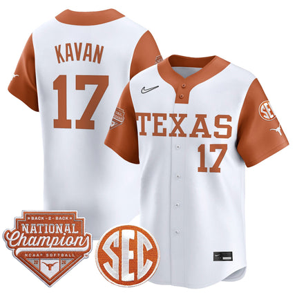 Men's Size - Texas Longhorns 2026 Back-To-Back World Series (WCWS) Champions Vapor Premier Limited Jersey - All Stitched