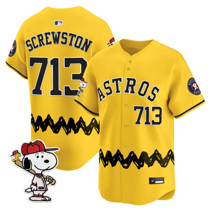 Men's Houston Astros x Peanuts Vapor Premier Limited Jersey - Stitched