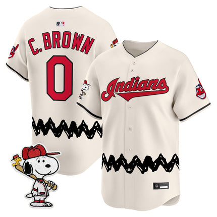 Men's Cleveland Indians x Peanuts Vapor Premier Limited Jersey - Stitched