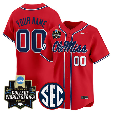Ole Miss Rebels 2026 World Series Vapor Premier Limited Custom Jersey - All Stitched