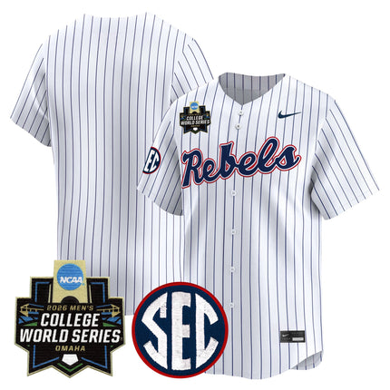 Men's Ole Miss Rebels 2026 World Series Vapor Premier Limited Jersey - All Stitched