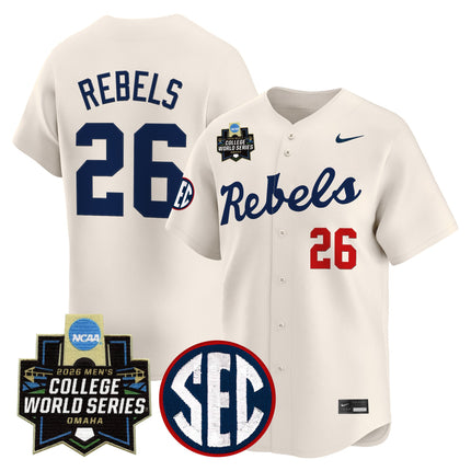 Men's Ole Miss Rebels 2026 World Series Vapor Premier Limited Jersey - All Stitched