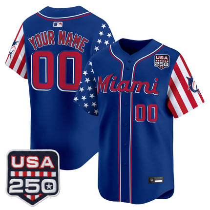Miami Marlins "America 250 Edition" Vapor Premier Limited Custom Jersey - All Stitched