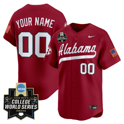 Alabama Crimson Tide 2026 World Series Vapor Premier Limited Custom Jersey V2 - All Stitched