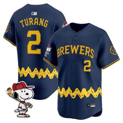 Men's Milwaukee Brewers x Peanuts Vapor Premier Limited Jersey - Stitched