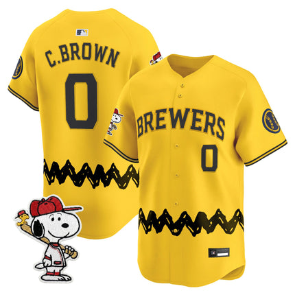 Men's Milwaukee Brewers x Peanuts Vapor Premier Limited Jersey - Stitched