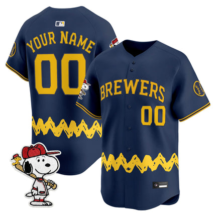 Milwaukee Brewers x Peanuts Vapor Premier Limited Custom Jersey - Stitched