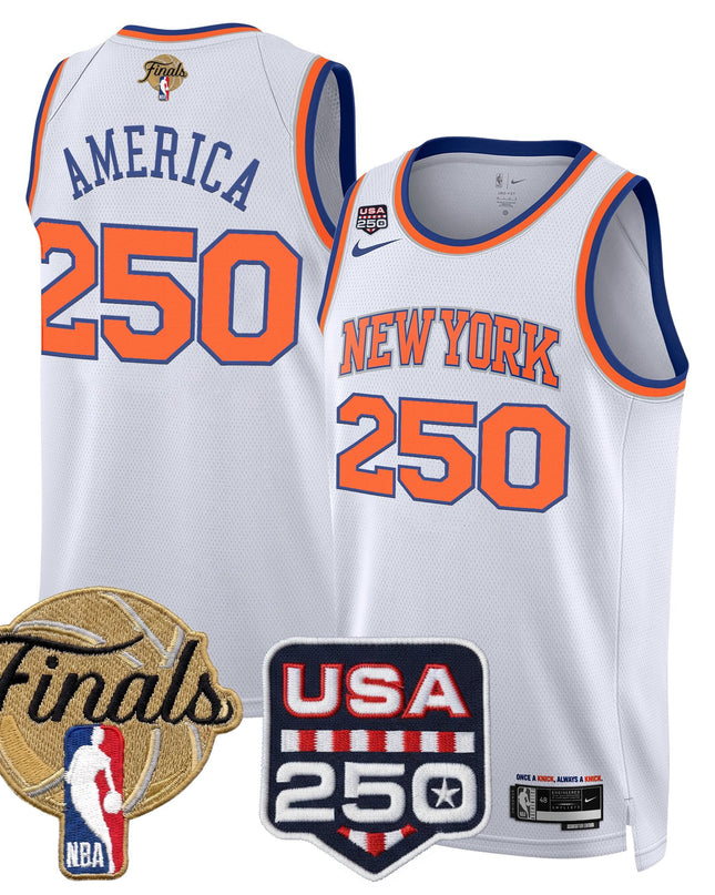 Men's New York Knicks 2026 Finals Swingman Jersey - 250 America Patch - All Stitched