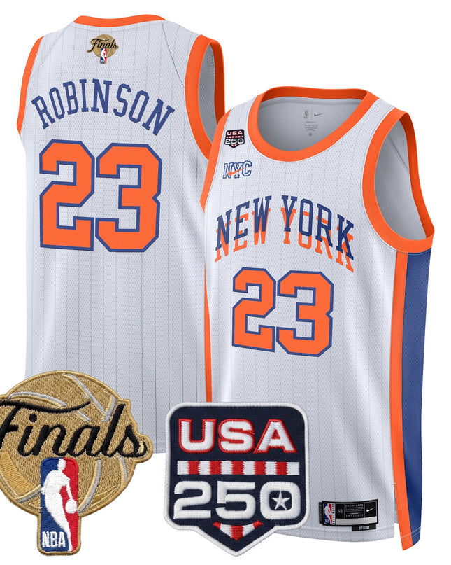 Men's New York Knicks 2026 Finals Swingman Jersey - 250 America Patch - All Stitched