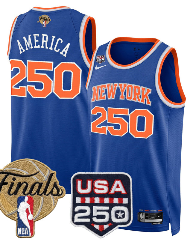 Men's New York Knicks 2026 Finals Swingman Jersey - 250 America Patch - All Stitched