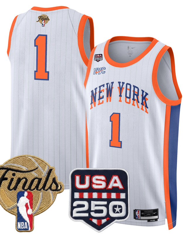 Men's New York Knicks 2026 Finals Swingman Jersey - 250 America Patch - All Stitched