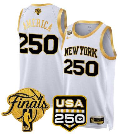 Men's New York Knicks 2026 Finals Swingman Jersey - 250 America Patch - All Stitched