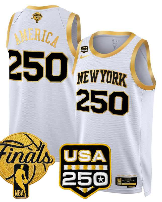 Men's New York Knicks 2026 Finals Swingman Jersey - 250 America Patch - All Stitched