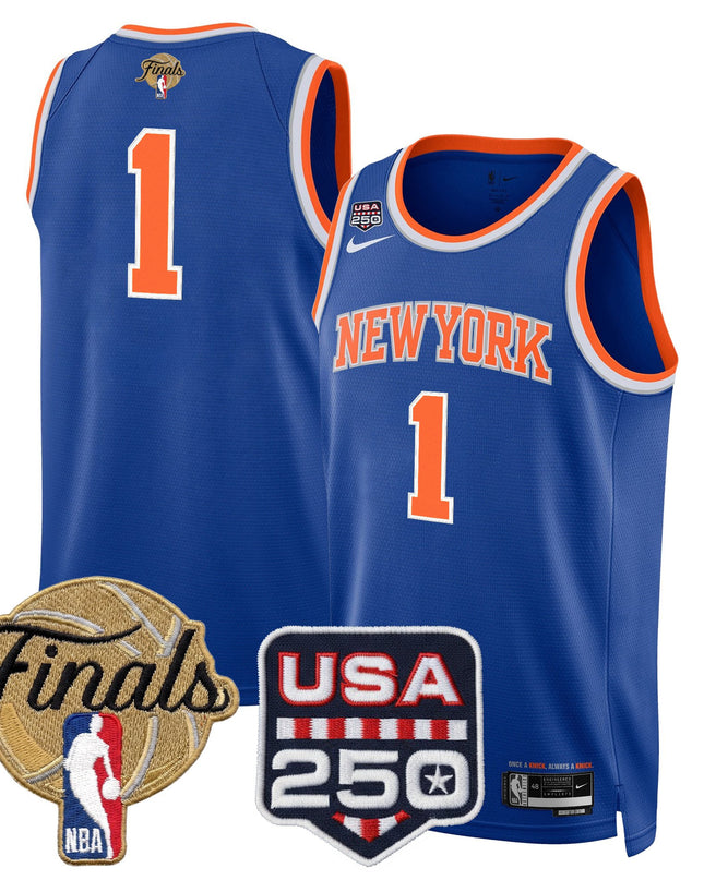 Men's New York Knicks 2026 Finals Swingman Jersey - 250 America Patch - All Stitched