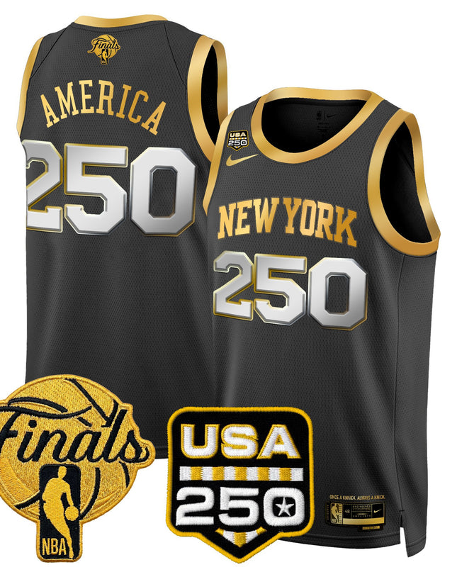 Men's New York Knicks 2026 Finals Swingman Jersey - 250 America Patch - All Stitched