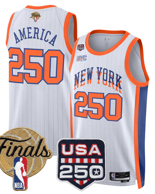 Men's New York Knicks 2026 Finals Swingman Jersey - 250 America Patch - All Stitched