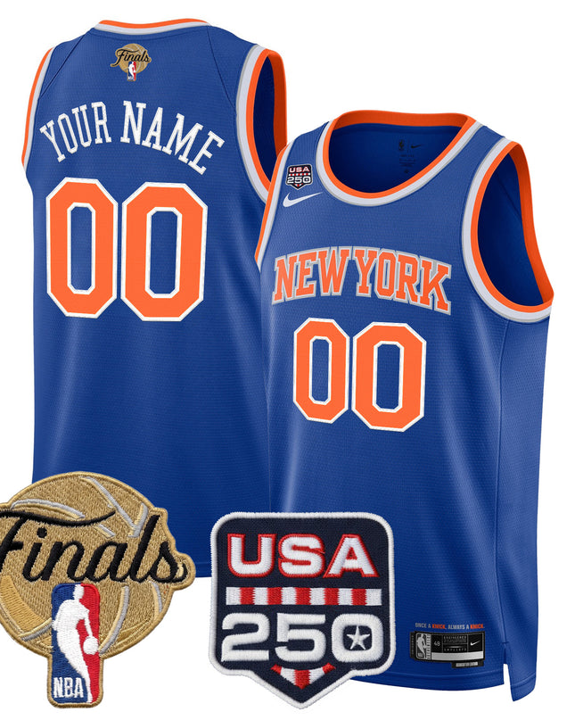 New York Knicks 2026 Finals Custom Swingman Jersey - 250 America Patch - All Stitched