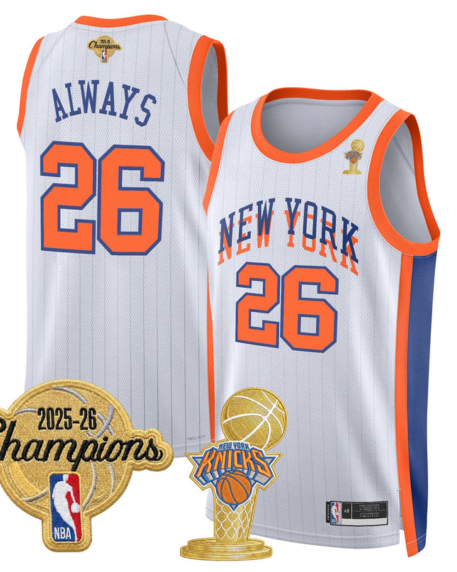 Men's New York Knicks 2026 Champions Patch Swingman Jersey - All Stitched