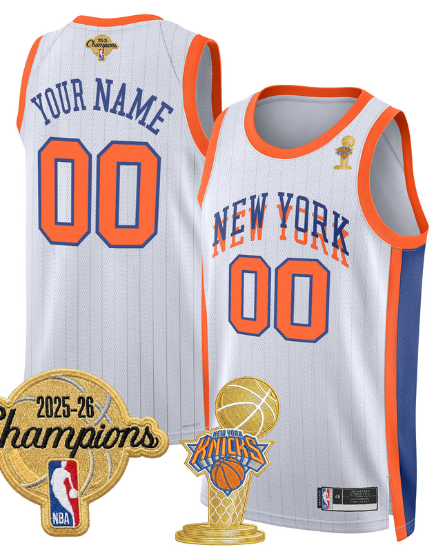 New York Knicks 2026 Champions Patch Custom Swingman Jersey - All Stitched