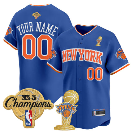 New York Knicks 2026 Champions Patch Vapor Custom Baseball Jersey - All Stitched