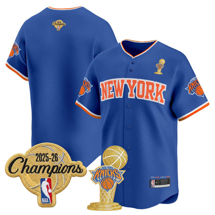 Men's New York Knicks 2026 Champions Patch Vapor Baseball Jersey - All Stitched
