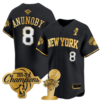 Men's New York Knicks 2026 Champions Patch Vapor Baseball Jersey - All Stitched
