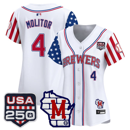 Women's Milwaukee Brewers "America250 Edition" Vapor Premier Limited Jersey - All Stitched