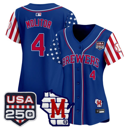 Women's Milwaukee Brewers "America250 Edition" Vapor Premier Limited Jersey - All Stitched