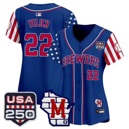 Women's Milwaukee Brewers "America250 Edition" Vapor Premier Limited Jersey - All Stitched