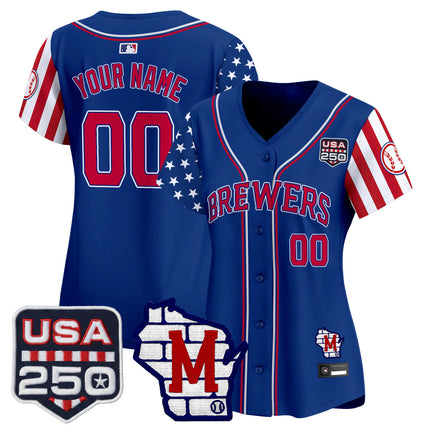 Milwaukee Brewers "America250 Edition" Vapor Premier Limited Custom Jersey - All Stitched