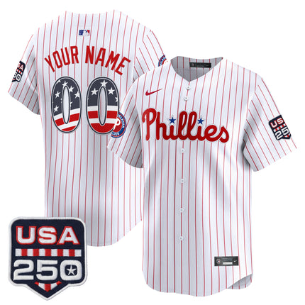 Philadelphia Phillies USA 250 Fourth of July Vapor Premier Limited Custom Jersey - All Stitched