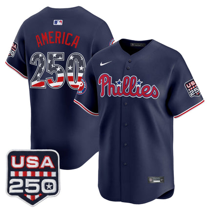 Men's Philadelphia Phillies USA 250 Fourth of July Vapor Premier Limited Jersey - All Stitched