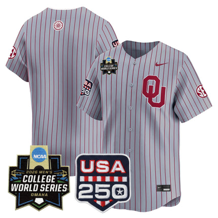 Men's Oklahoma Sooners 2026 World Series Vapor Premier Limited Jersey - 250 America Patch - All Stitched