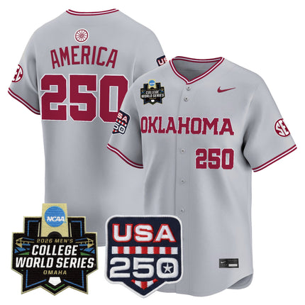 Men's Oklahoma Sooners 2026 World Series Vapor Premier Limited Jersey - 250 America Patch - All Stitched