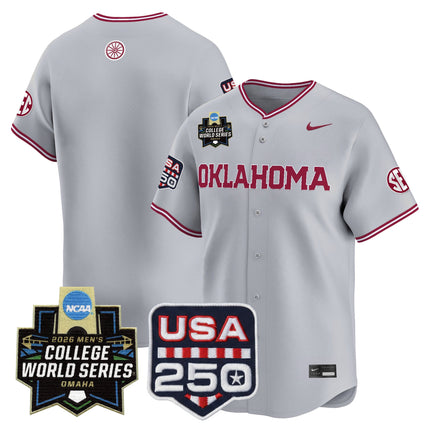 Men's Oklahoma Sooners 2026 World Series Vapor Premier Limited Jersey - 250 America Patch - All Stitched
