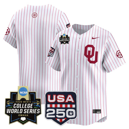 Men's Oklahoma Sooners 2026 World Series Vapor Premier Limited Jersey - 250 America Patch - All Stitched