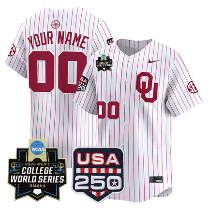 Oklahoma Sooners 2026 World Series Vapor Premier Limited Custom Jersey - 250 America Patch - All Stitched