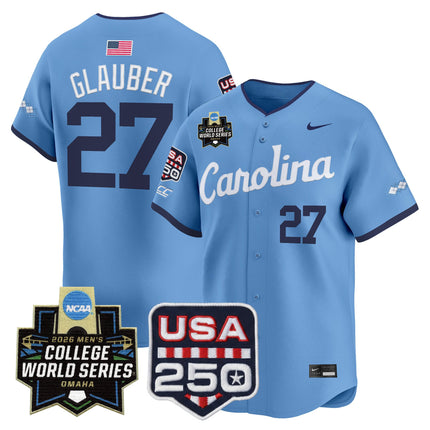 Men's North Carolina Tar Heels 2026 World Series Vapor Premier Limited Jersey - 250 America Patch - All Stitched