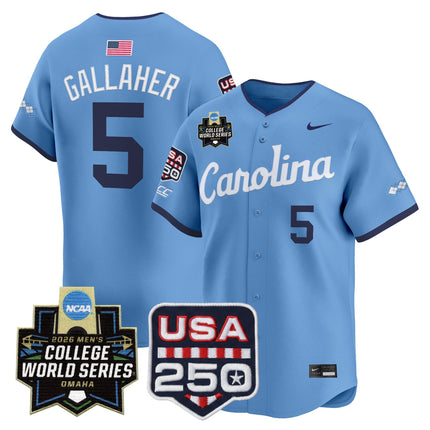 Men's North Carolina Tar Heels 2026 World Series Vapor Premier Limited Jersey - 250 America Patch - All Stitched