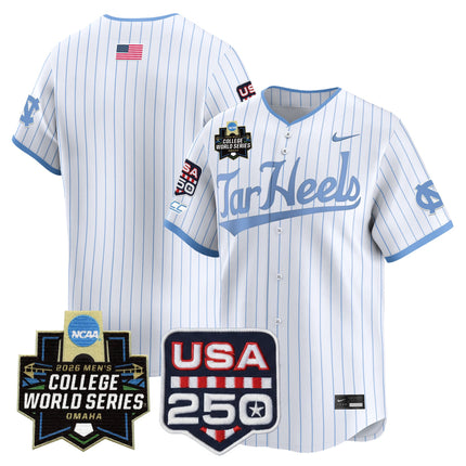 Men's North Carolina Tar Heels 2026 World Series Vapor Premier Limited Jersey - 250 America Patch - All Stitched