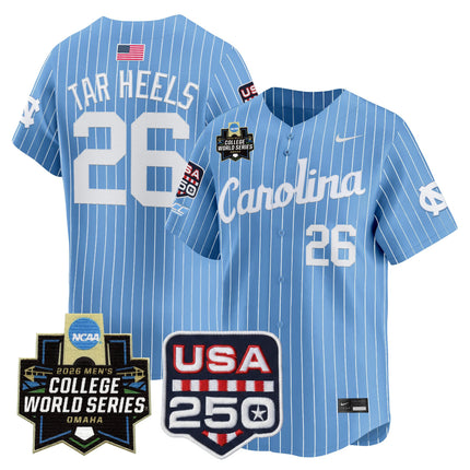 Men's North Carolina Tar Heels 2026 World Series Vapor Premier Limited Jersey - 250 America Patch - All Stitched