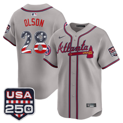 Men's Atlanta Braves USA 250 Fourth of July Vapor Premier Limited Jersey - All Stitched