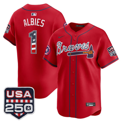 Men's Atlanta Braves USA 250 Fourth of July Vapor Premier Limited Jersey - All Stitched