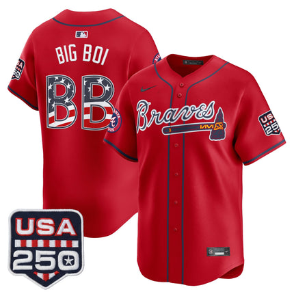 Men's Atlanta Braves USA 250 Fourth of July Vapor Premier Limited Jersey - All Stitched