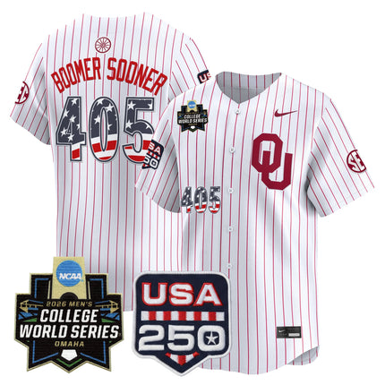 Men's Oklahoma Sooners USA 250 Fourth of July Vapor Premier Limited Jersey - 2026 World Series Patch - All Stitched