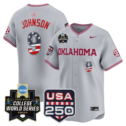 Men's Oklahoma Sooners USA 250 Fourth of July Vapor Premier Limited Jersey - 2026 World Series Patch - All Stitched